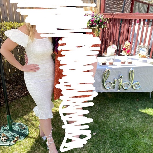 Ally Fashion White Off-Shoulder Midi Dress Small Medium - Picture 2 of 5